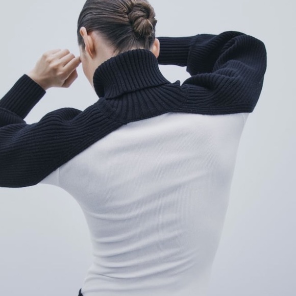 Zara black turtleneck sleeve scarf